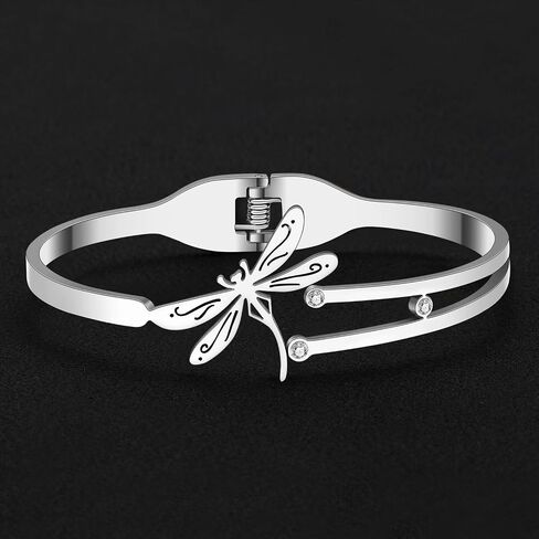 NEWEI Dragonfly Gifts for Women Cute Dragonfly Bracelet Bangle Stainless Steel Dragonfly Jewelry Decor Charms for Dragon Fly Lovers in Saudi Arabia