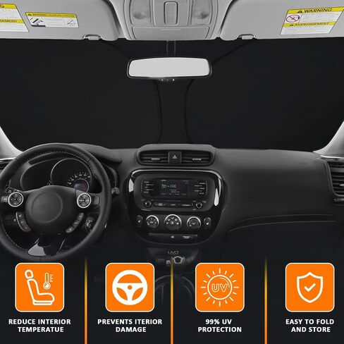 D-Lumina Winshield Sun Shade for 2014-2019 Kia Soul, Foldable Front Sun Shield Protector Blocks UV Rays, Window Sunshade Sun Visor Interior Accessories in Saudi Arabia