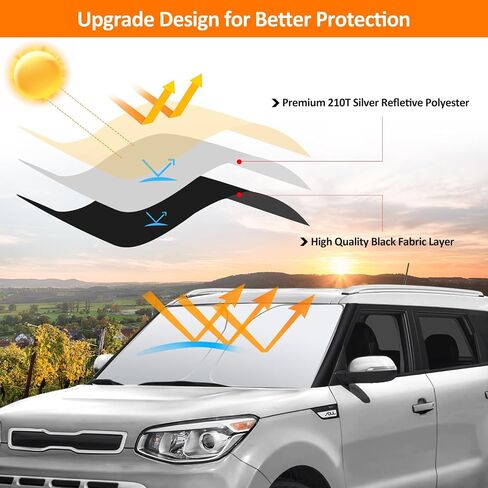 D-Lumina Winshield Sun Shade for 2014-2019 Kia Soul, Foldable Front Sun Shield Protector Blocks UV Rays, Window Sunshade Sun Visor Interior Accessories in Saudi Arabia