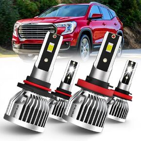 Led Headlight Bulbs, compatible with (2010-2018) GMC Terrain led headlights, 9005/hb3 High Beam & h11/h8/h9 Low Beam LED Headlight Bulbs, Pack of 4 in Kuwait