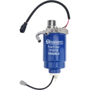 Fuel Filter Assembly Replacement for 2005-2012 Chevy Silverado 2500HD/3500HD & GMC Sierra 2500HD/3500HD - Direct Fit TP3018 Filter with Aluminum Housing & WIF Sensor - Replaces OEM 12642623, 12639448 in Kuwait