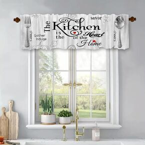 Farmhouse Rustic Curtain Valance 1 Panel 54x18 Inch for Window Treatments Vintage Fork Spoon Retro Kitchen Treatment Barn Country Wooden Wood Plank Window Drapes for Bathroom Living Room in Saudi Arabia