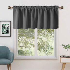 Archu Sheets Kitchen Curtain Valances Rod Pocket Bathroom, Living Room, Bedroom, Cafe for Door Windows Privacy Protection(Grey, 42 Inch Wide by 8 Inch Long- 1 Panel) in Saudi Arabia