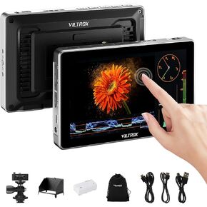 VILTROX DC-X3 Camera Monitor with Rig Cage, 6 Inch IPS Touchscreen Camera Field Monitor Kit 4K HDMI 3G-SDI in/Out 2000 nits with Sunshade Hood, 3D Lut, Waveform, Histogram & Vectorscope Tools in Kuwait