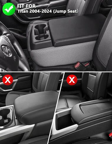 KBH Center Censole Cover Cover for Nissan Titan 2004-2024 ، Jump Seat ، Polyester Fabric ، Middle Console Lid Protector ، Black in Saudi Arabia