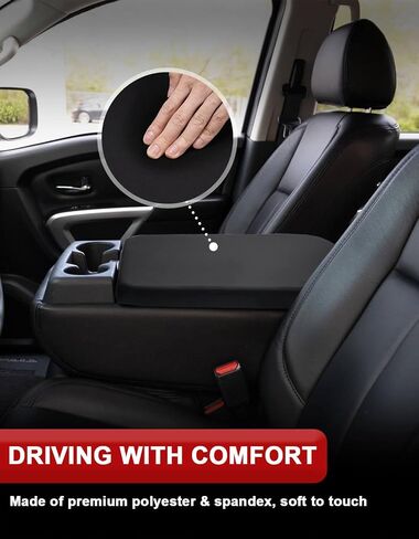 KBH Center Censole Cover Cover for Nissan Titan 2004-2024 ، Jump Seat ، Polyester Fabric ، Middle Console Lid Protector ، Black in Saudi Arabia