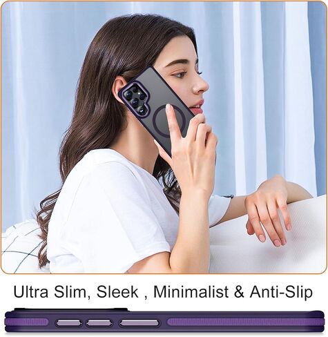 بالنسبة لحالة Samsung Galaxy S25 Ultra ، فإن حالة الهاتف غير المقلدة من S25 متوافقة مع Magsafe ، وغطاء شفاف لامع مقاوم ، والحالة المغناطيسية المقاومة للخدش لـ Galaxy S25 Ultra (أسود/أحمر) in Kuwait