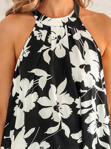 Cupshe Women Fresses Summer Dresses Disualess Slobess Halter Halter Floral Vacation Mini Cover Ups Dresses in Saudi Arabia