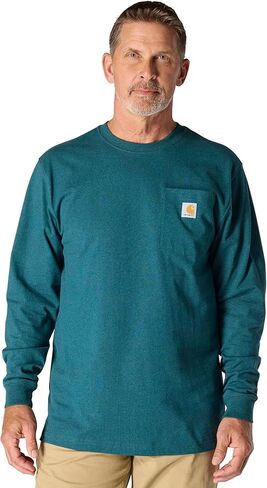 تي شيرت Carhartt رجالي فضفاض بأكمام طويلة وجيب ثقيل الوزن، Mocha Heather in Saudi Arabia
