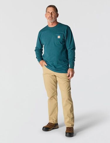 تي شيرت Carhartt رجالي فضفاض بأكمام طويلة وجيب ثقيل الوزن، Mocha Heather in Saudi Arabia