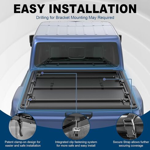 Tri Fold Soft Truck Bed Tonneau Cover Compatible for 2020-2025 Jeep Gladiator Fleetside 5FT（60"） Bed, w/Reflective Strip in Saudi Arabia