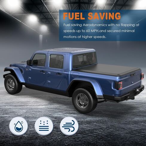 Tri Fold Soft Truck Bed Tonneau Cover Compatible for 2020-2025 Jeep Gladiator Fleetside 5FT（60"） Bed, w/Reflective Strip in Saudi Arabia