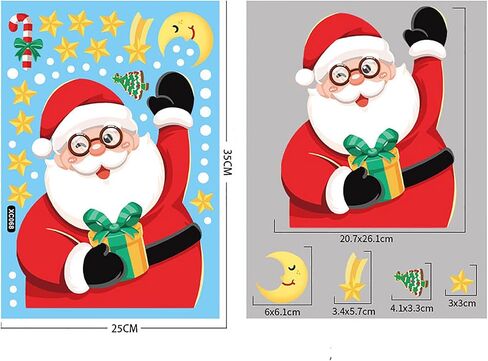 194 Pcs Christmas Window Clings, 6 Sheets Colorful Xmas Double-Sided Static Stickers for Home School Office Christmas Party, Christmas Tree Garland Reindeer for Party Decoration in Saudi Arabia