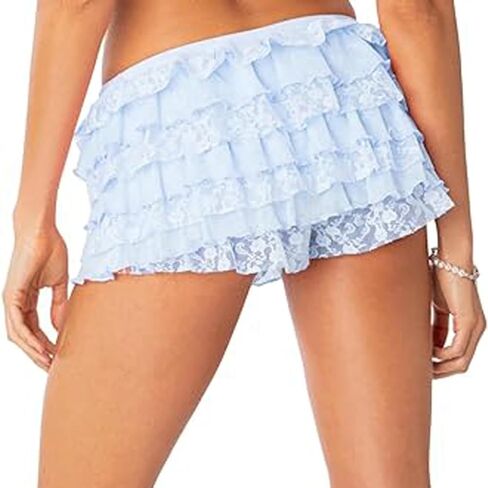 Women Ruffle Lace Lolita Bloomers Shorts Fairy Lace Layered Pumpkin Boy Shorts Y2k Sweet Cute Panties in Saudi Arabia