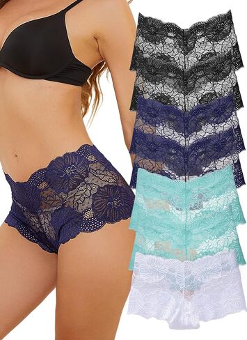Sexy Panties for Women Plus Size Underwear Womens High Waisted Underwear No Panty Line Breathable Lace Boyshorts in Saudi Arabia