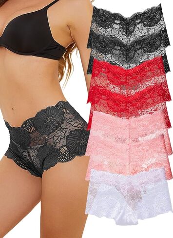 Sexy Panties for Women Plus Size Underwear Womens High Waisted Underwear No Panty Line Breathable Lace Boyshorts in Saudi Arabia