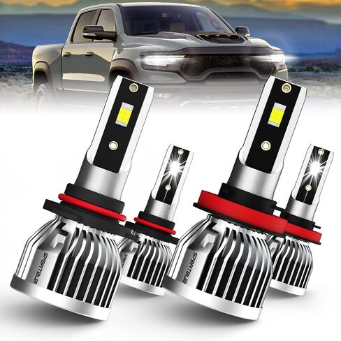 متوافق مع 2013-2021 Dodge RAM 1500 2500 3500 بدون جهاز عرض (2019 2020 2021) مصابيح مصباح LED ، 9005/HB3/H10 High Beam + H11/H8/H9 Low Beam Lighting Kit ، حزمة 4 in Saudi Arabia