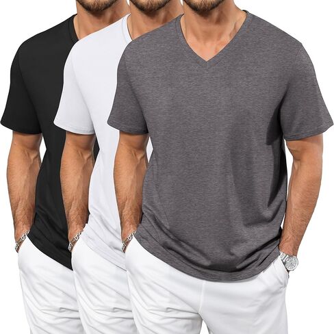 Neer 3 Pack Men Men Thirts Big and Tall Casual V Dect Short in Saudi Arabia