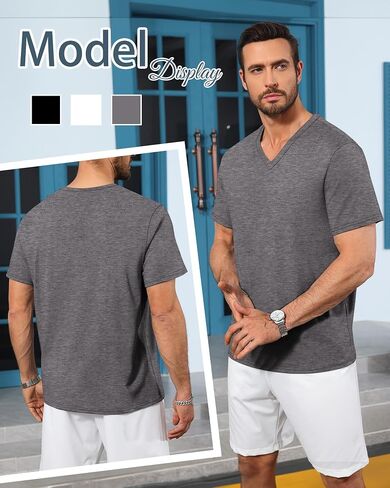 Neer 3 Pack Men Men Thirts Big and Tall Casual V Dect Short in Saudi Arabia