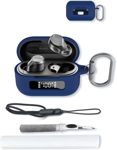 حالة من أجل Tozo NC9 Hybrid Active Lovections اللاسلكي ، وغطاء واقي ناعم ، وغطاء سيليكون Bovugac مع Keychain و Cleaning Kit & Lanyard-Black in Kuwait