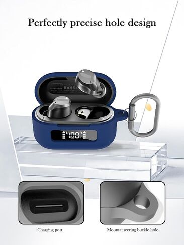 حالة من أجل Tozo NC9 Hybrid Active Lovections اللاسلكي ، وغطاء واقي ناعم ، وغطاء سيليكون Bovugac مع Keychain و Cleaning Kit & Lanyard-Black in Kuwait