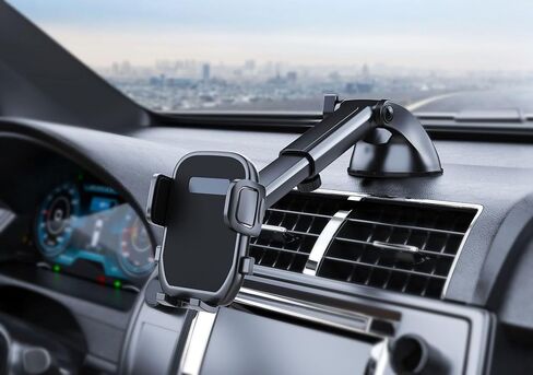 Universal Cell Phone Holder for Your Car [2025 Military-Grade Most Stable and Flexible Strong Suction Cup] Starlink Dashboard Windshield Phone Mount Car Cradle Fit for All Phones, iPhone, Samsung (UE) in Kuwait