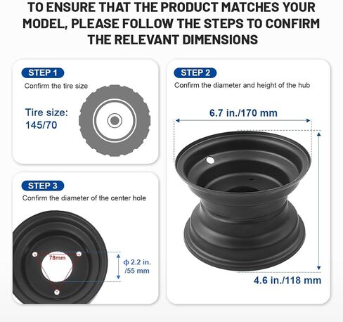 Newsmarts Unil 6 Inch 145/70-6 Steel Wheel Rim Replacement Fits for GO Kart Off-Road Dirt Bike in Saudi Arabia