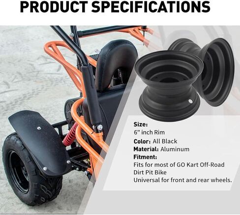 Newsmarts Unil 6 Inch 145/70-6 Steel Wheel Rim Replacement Fits for GO Kart Off-Road Dirt Bike in Saudi Arabia