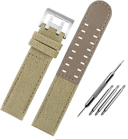 for Hamilton Khaki Field Watch h760250/h77616533/h70605963 H68201993 Watch Strap Genuine Leather Nylon Men Watch Band 20mm 22mm (Color : Black Silver Clasp, Size : 22mm) in Kuwait