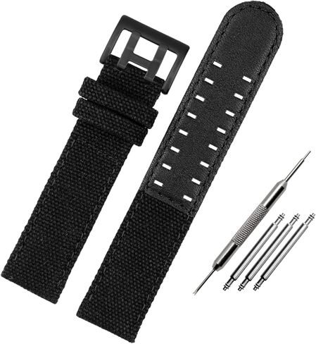 for Hamilton Khaki Field Watch h760250/h77616533/h70605963 H68201993 Watch Strap Genuine Leather Nylon Men Watch Band 20mm 22mm (Color : Black Silver Clasp, Size : 22mm) in Kuwait