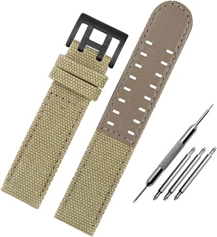 for Hamilton Khaki Field Watch h760250/h77616533/h70605963 H68201993 Watch Strap Genuine Leather Nylon Men Watch Band 20mm 22mm (Color : Black Silver Clasp, Size : 22mm) in Kuwait