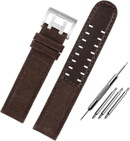 for Hamilton Khaki Field Watch h760250/h77616533/h70605963 H68201993 Watch Strap Genuine Leather Nylon Men Watch Band 20mm 22mm (Color : Black Silver Clasp, Size : 22mm) in Kuwait