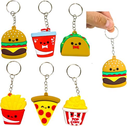 Fast Food Keychains – 2.25 Inch Miniature Foodie Key Chains (Pack) Pizza, Pop Corn, Taco, Burger, Fries, Soda in Saudi Arabia