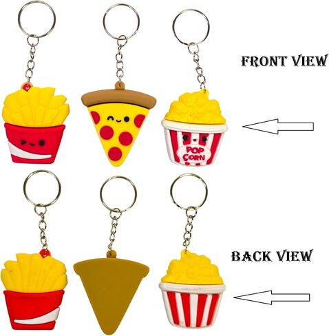 Fast Food Keychains – 2.25 Inch Miniature Foodie Key Chains (Pack) Pizza, Pop Corn, Taco, Burger, Fries, Soda in Saudi Arabia