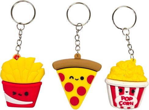 Fast Food Keychains – 2.25 Inch Miniature Foodie Key Chains (Pack) Pizza, Pop Corn, Taco, Burger, Fries, Soda in Saudi Arabia