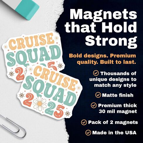 Cruise Squad 2025 Magnet - Vacation Crew Matching Group Trip Family Lover Gift Retro Magnets Design EPLM0099-5 Inches 2 Pack in Saudi Arabia