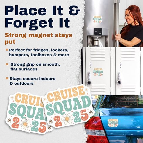 Cruise Squad 2025 Magnet - Vacation Crew Matching Group Trip Family Lover Gift Retro Magnets Design EPLM0099-5 Inches 2 Pack in Saudi Arabia