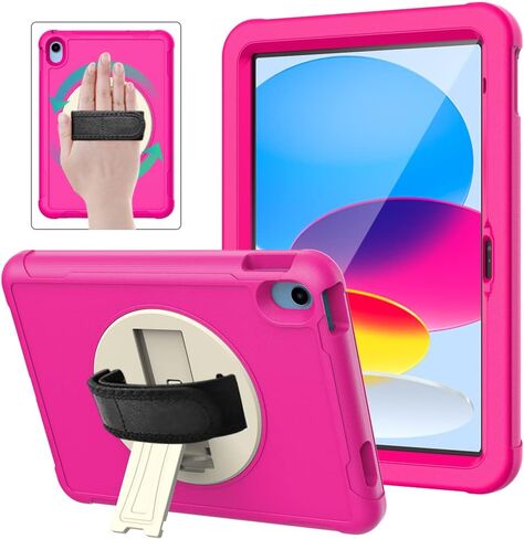 علبة BMOOO لحالة الجيل العاشر لـ iPad (10.9 بوصة ، 2022) - مع حامي الشاشة ، حزام يدوية قابلة للدوار مقاومة للدوار. in Kuwait
