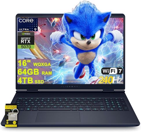 Dell Alienware M16 R2 4070 Gaming Laptop, 240Hz QHD+ Display, 16 Cores Ultra 9 185H AI Boost NPU, GeForce RTX 4070, 32GB RAM, 2TB SSD, RGB Keyboard, Ethernet, Win 11 Pro, w/Portable Drive in Saudi Arabia