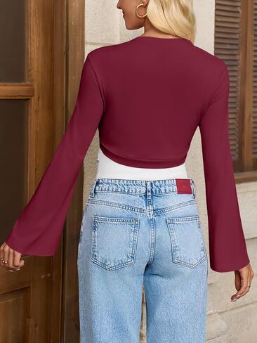 Yousify Women's Bolero تجاهل الأكمام الطويلة الأمامية المفتوحة من كارديجان اقتصاص يتجاهل الفساتين بيل جرس قمم 2025 in Saudi Arabia