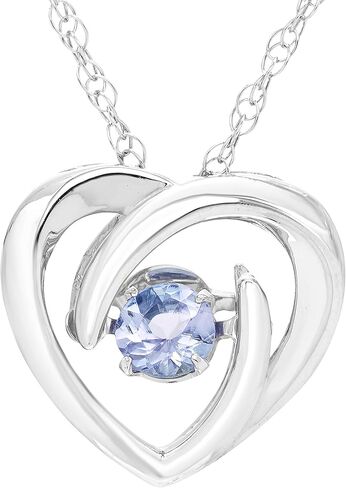Boston Bay Diamonds 14k الذهب أو روديوم مطلي 925 ستيرلنج بالفضة الرقص 3.5 ملم حجر الأحجار الكريمة قلادة القلب مع سلسلة حبل 18 بوصة in Kuwait