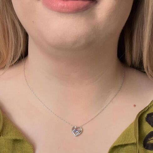 Boston Bay Diamonds 14k الذهب أو روديوم مطلي 925 ستيرلنج بالفضة الرقص 3.5 ملم حجر الأحجار الكريمة قلادة القلب مع سلسلة حبل 18 بوصة in Kuwait