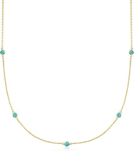 Ross-Simons Multicolored Glass Evil Eye Station Necklace in 18kt Gold Over Sterling. 18 inches in Saudi Arabia