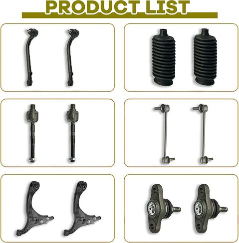 مجموعة التعليق 12PC RH LH الأمامية السفلى ذراع الذراع الداخلي الداخلي ربط قضيب التثبيت Sway Bar Bar Ball Boots لـ Hyundai Elantra 2009-2012 K641581 K641580 in Saudi Arabia