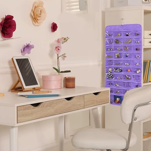 هدايا Day Mothers Bloss ، منظم المجوهرات المعلقة ، مزدوج 8 80 جيب سلسلة تخزين سلسلة التخزين 2 طبقة من المنظم المجوهر in Kuwait