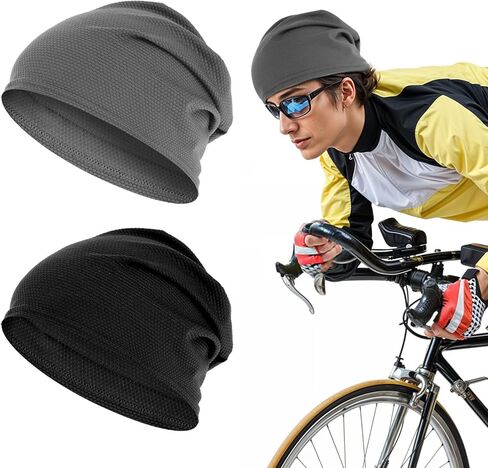 2 عبوة ركض بيني ، قبعة جمجمة للرجال والنساء - تنفس ، قبعة صغيرة القبعة الجري CAP CAPS CANCLING CYCLING CANCLING in Kuwait