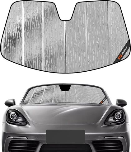 Windshield Sun Shade for Porsche Pana-mera,2010-2016,Durable Front Window Sun Shade Shield,2-in-1 Reflective Sun Shade,Silver for Summer, Black for Winter in Kuwait