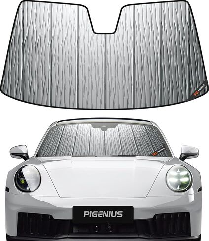 Windshield Sun Shade for Porsche Pana-mera,2010-2016,Durable Front Window Sun Shade Shield,2-in-1 Reflective Sun Shade,Silver for Summer, Black for Winter in Kuwait
