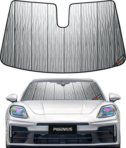 Windshield Sun Shade for Porsche Pana-mera,2010-2016,Durable Front Window Sun Shade Shield,2-in-1 Reflective Sun Shade,Silver for Summer, Black for Winter in Kuwait