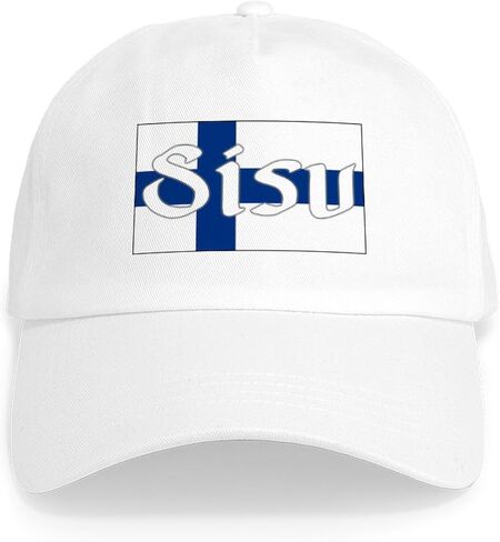 Cafepress الفنلندية Sisu (العلم الفنلندي) قبعة فريدة من نوعها قابلة للتعديل قبعة البيسبول أبيض in Saudi Arabia